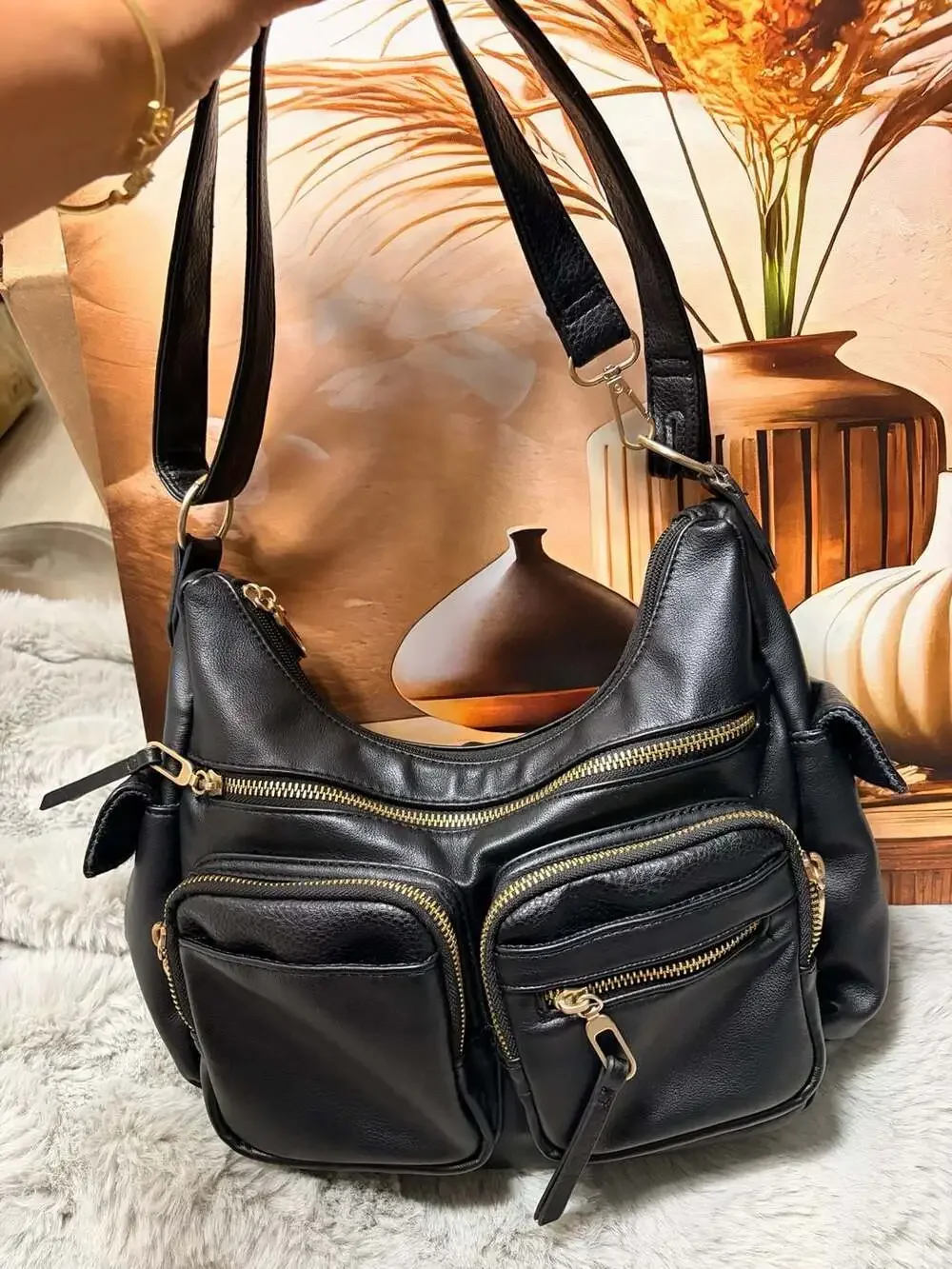 Y2K Vintage Black Cargo Hobo Bag - Shoulder Bag - 2000s Style